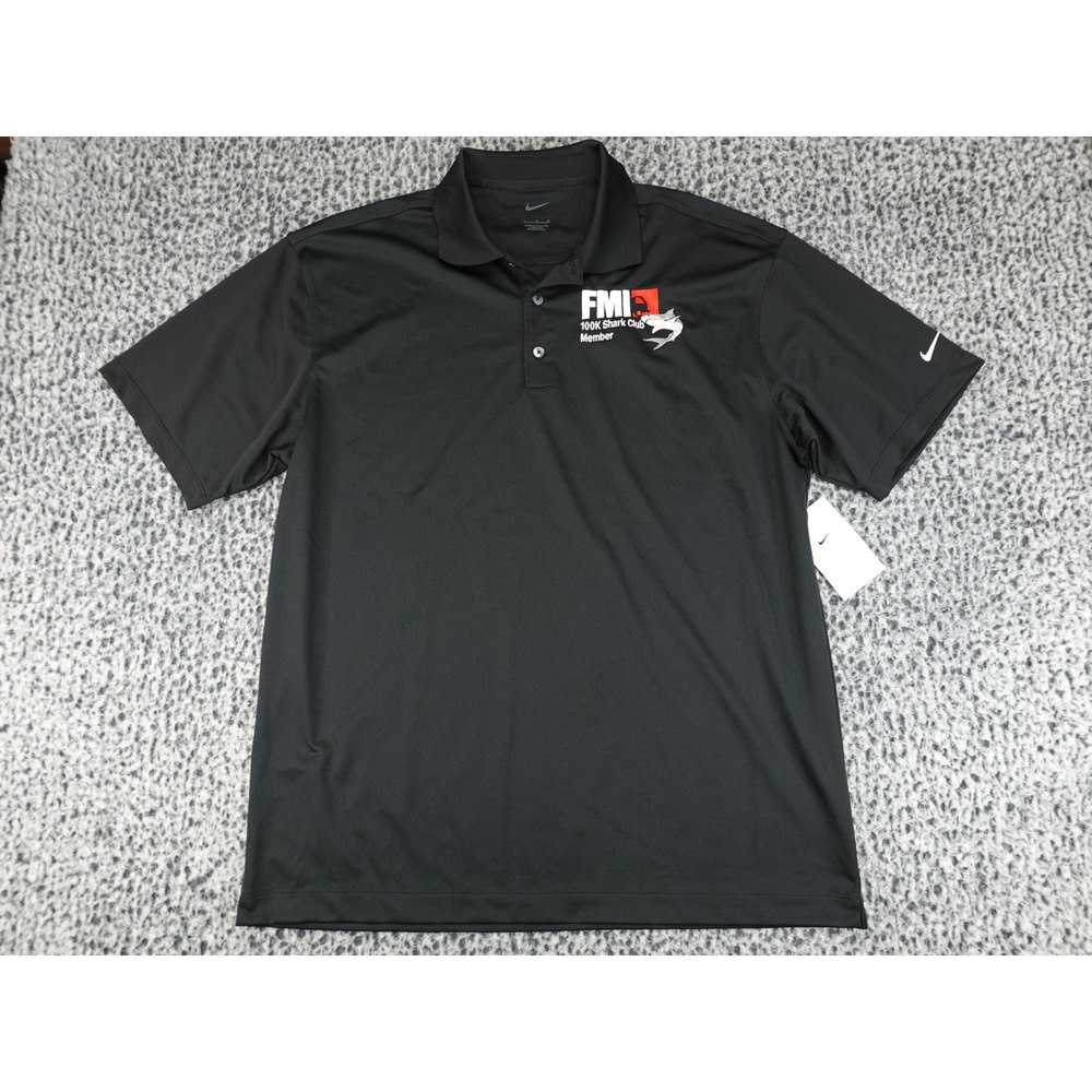 Nike Golf Polo Shirt Mens Large Black‎ New 203690-010 FMI 100K Shark Club Member